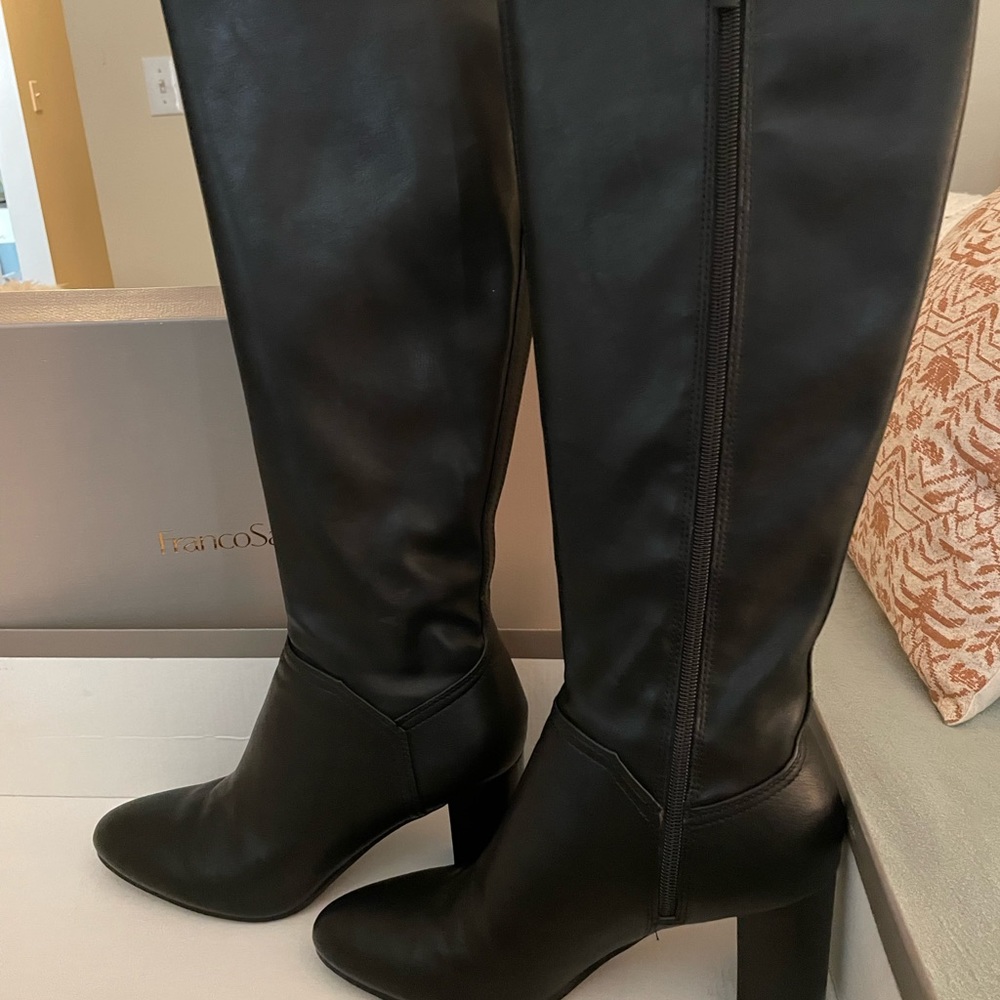 Franco Sarto knee high black leather boots